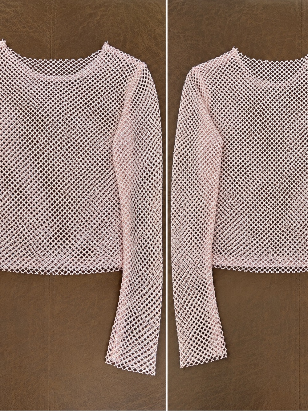 Haute Monde Pink Mesh Rhinestone Accent Top
